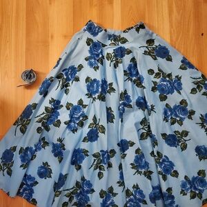 Vixen by Micheline Pitt Blue Floral Skater Skirt